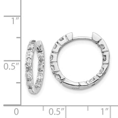 14k White Gold A Diamond Hinged Hoop Earrings - 5