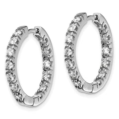 14k White Gold AAA Diamond Hinged Hoop Earrings - 3