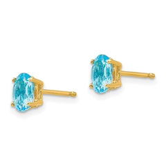 14k 6x4mm Oval Blue Topaz Earrings