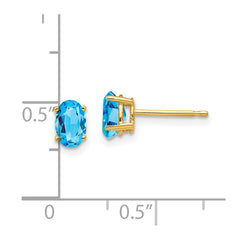14k 6x4mm Oval Blue Topaz Earrings