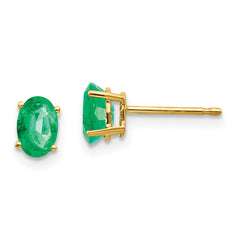 14k Emerald Post Earrings - 4