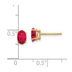 14k 6mm x 4mm Ruby Oval Post Stud Earrings