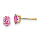 14k Pink Sapphire Post Earrings - 2