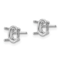 14k White Gold 6x4 Oval Earring Mountings