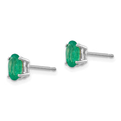14k White Gold Emerald Earrings - 7