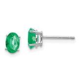 14k White Gold Emerald Earrings - 7