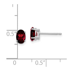 14k White Gold 6x4mm Oval Garnet Earrings
