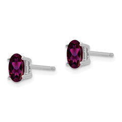 14k White Gold 6x4mm Oval Rhodolite Garnet Earrings