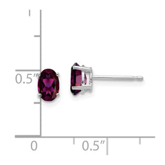 14k White Gold 6x4mm Oval Rhodolite Garnet Earrings