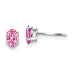 14k White Gold Pink Sapphire Earrings - 4