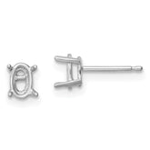 14k White Gold 6x4 Oval Earring Mountings