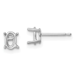 14k White Gold 6x4 Oval Earring Mountings