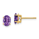 14k 7x5mm Oval Amethyst Earrings