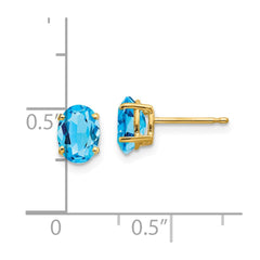 14k 7x5mm Oval Blue Topaz Earrings