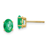 14k Emerald Post Earrings - 5