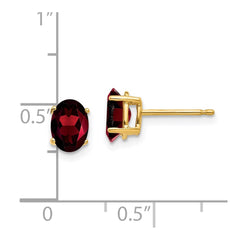 14k 7x5mm Oval Garnet Earrings