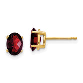 14k 7x5mm Oval Garnet Checker Earrings