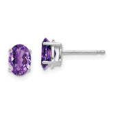 14k White Gold 7x5mm Oval Amethyst Earrings