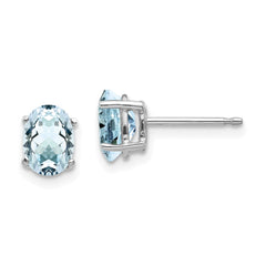 14k White Gold Aquamarine Earrings - 4