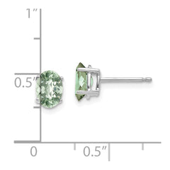 14kw 7x5 Oval Checker-Cut Green Quartz Earrings