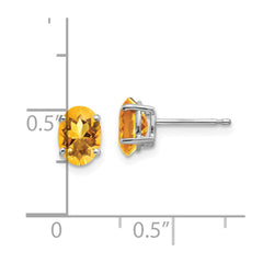 14k White Gold 7x5mm Oval Citrine Earrings