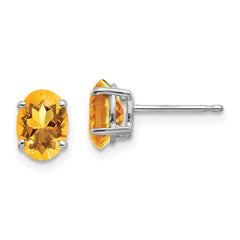 14k White Gold 7x5mm Oval Citrine Earrings