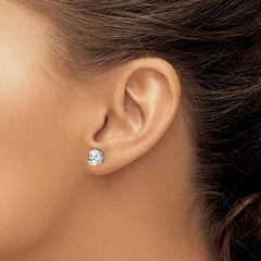 14k White Gold Cubic Zirconia Oval Stud Earring