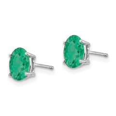 14k White Gold Emerald Earrings - 8