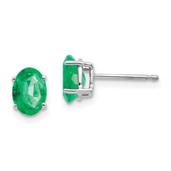 14k White Gold Emerald Earrings - 8