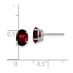14k White Gold 7x5mm Oval Garnet Earrings