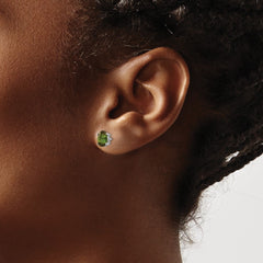 14k White Gold Green Tourmaline Earrings - 9
