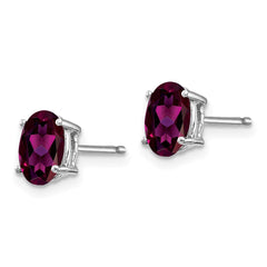 14k White Gold Rhodolite Garnet Oval Stud Earrings