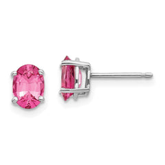 14k White Gold Pink Spinel Earrings - 4