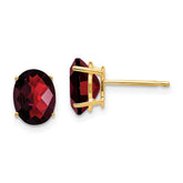 14k 8x6mm Oval Garnet Checker Earrings