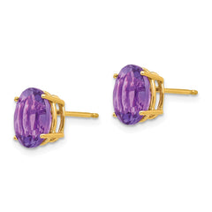 14k 9x7mm Oval Amethyst Earrings