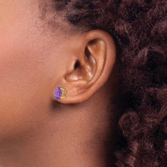 14k 9x7mm Oval Amethyst Earrings