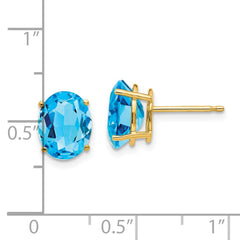 14k 9x7mm Oval Blue Topaz Earrings