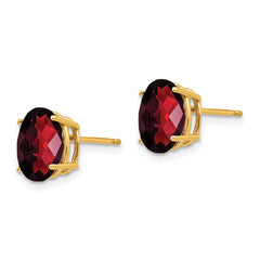 14k 9x7mm Oval Garnet Checker Earrings