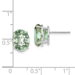 14kw 10x8 Oval Checker-Cut Green Quartz Earrings