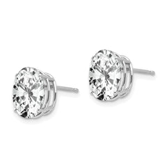 14k White Gold 10x8mm Oval Cubic Zirconia Earrings