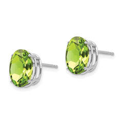14k White Gold 10x8mm Oval Peridot Earrings
