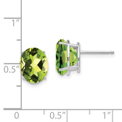 14k White Gold 10x8mm Oval Peridot Earrings