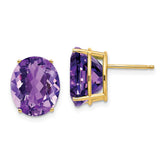 14k 12x10mm Oval Amethyst Earrings