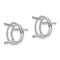 14k White Gold 12x10 Oval Earring Mountings