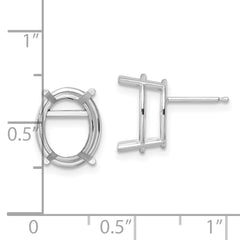 14k White Gold 12x10 Oval Earring Mountings