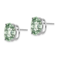 14kw 12x10 Oval Checker-Cut Green Quartz Earrings