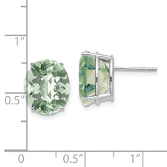 14kw 12x10 Oval Checker-Cut Green Quartz Earrings