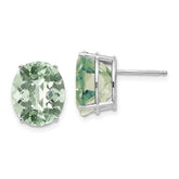 14kw 12x10 Oval Checker-Cut Green Quartz Earrings