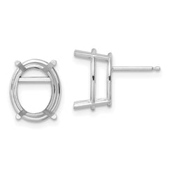 14k White Gold 12x10 Oval Earring Mountings