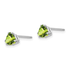 14k White Gold Peridot Trillion Stud Earrings